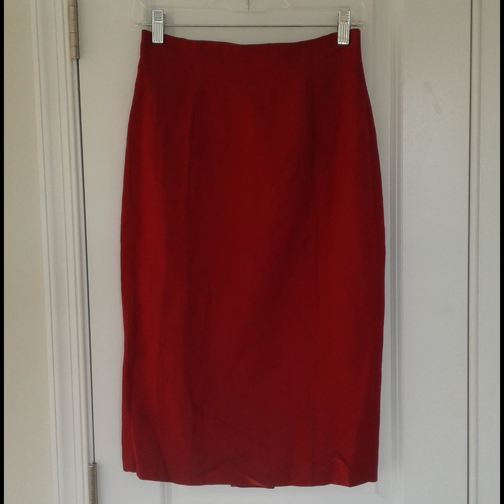 Newport News Red Linen Pencil Skirt - Size 4